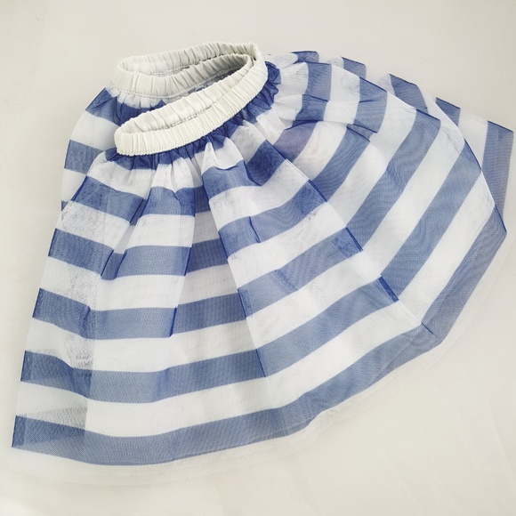 3/$30 //  Blue & White Stripe Tulle Skirt - Picture 6 of 7